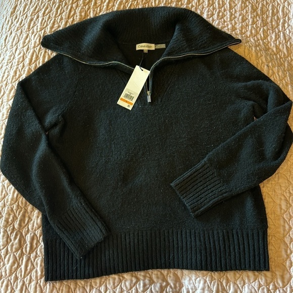 Calvin Klein 1/4 zip quarter zip NEW up sweater black NWT womens size Small S - Picture 6 of 14